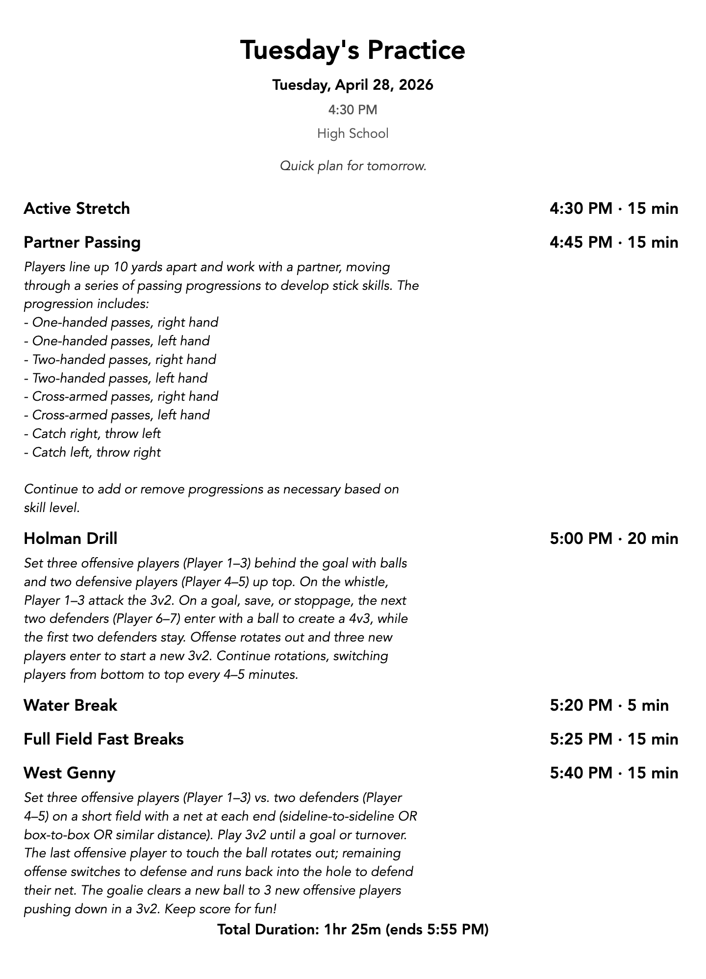 Exported practice plan — Tuesday's Practice